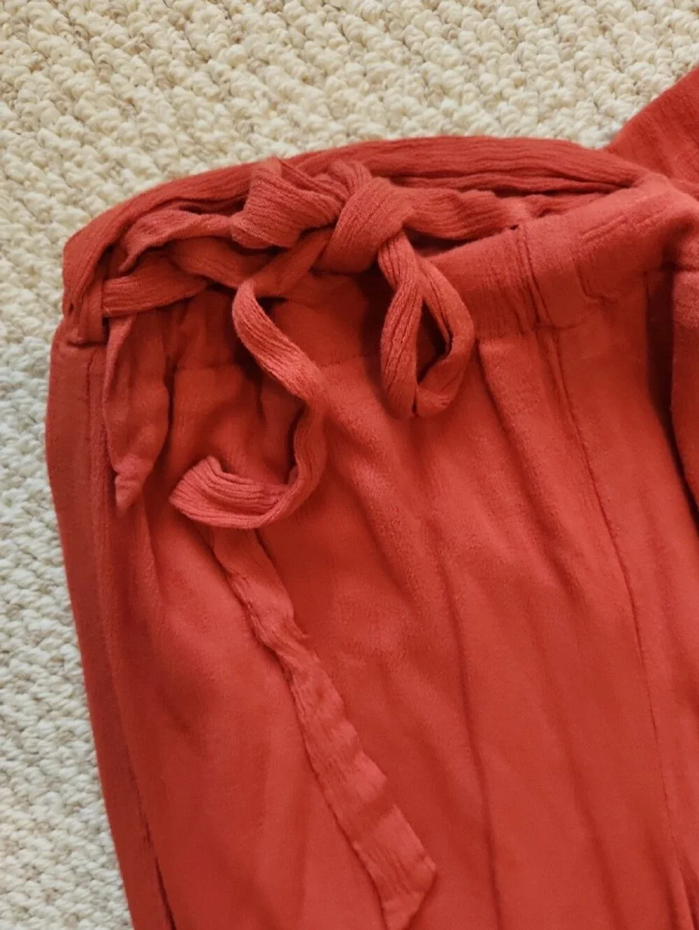 HYFVE Tie-Waist Wide Leg Pants in Rust Red